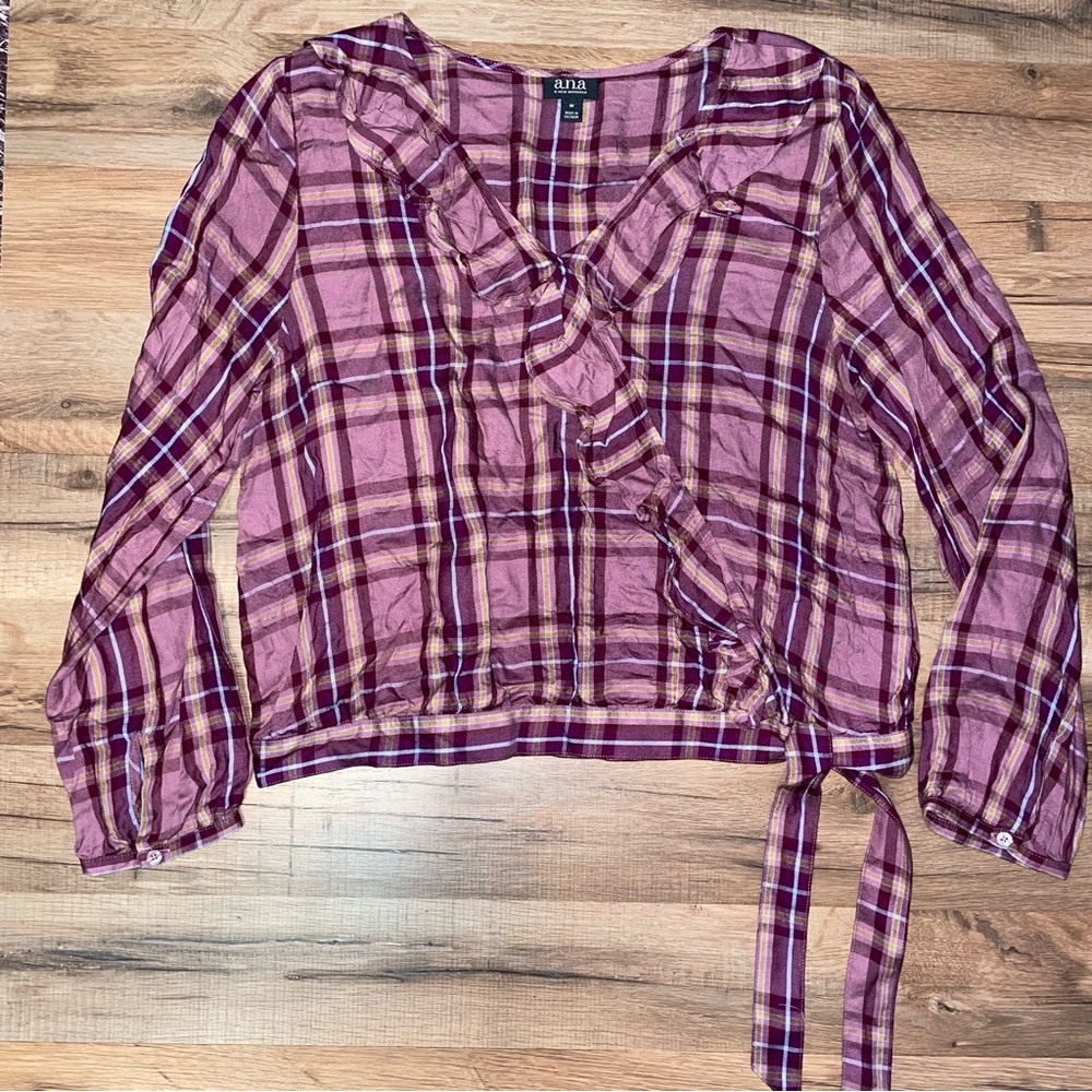 ANA A New Approach Plaid Ruffle Shirt - Picture 10 of 14